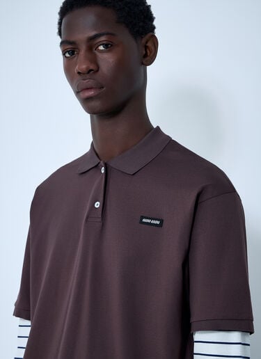 Logo Motif Polo Shirt Miu Miu Logo Motif Polo Shirt Brown miu0362004