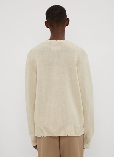 Distressed V Neck Sweater Maison Margiela Distressed V Neck Sweater Cream mla0133015