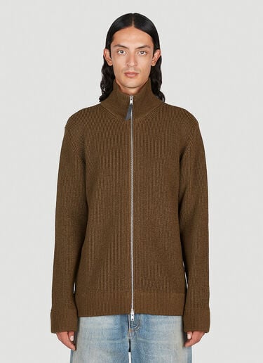 Zip Up Cardigan Maison Margiela Zip Up Cardigan Brown mla0153016