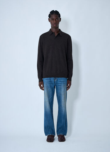 Wool Polo Shirt Maison Margiela Wool Polo Shirt Dark Brown mla0161004