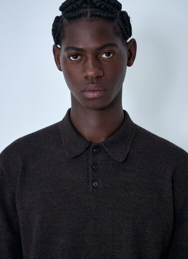 Wool Polo Shirt Maison Margiela Wool Polo Shirt Dark Brown mla0161004
