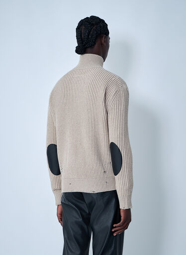 Distressed Zip-Up Cardigan MM6 Maison Margiela Distressed Zip-Up Cardigan Beige mmm0161004