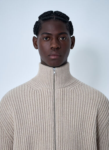 Distressed Zip-Up Cardigan MM6 Maison Margiela Distressed Zip-Up Cardigan Beige mmm0161004
