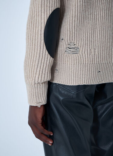 MM6 Maison Margiela Distressed Zip-Up Cardigan Beige mmm0161004