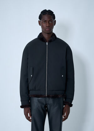 MM6 Maison Margiela Bomber Jacket With Faux Shearling Trim Black mmm0162001