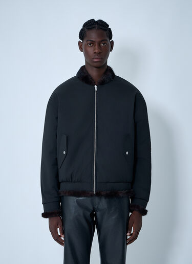 Bomber Jacket With Faux Shearling Trim MM6 Maison Margiela Bomber Jacket With Faux Shearling Trim Black mmm0162001