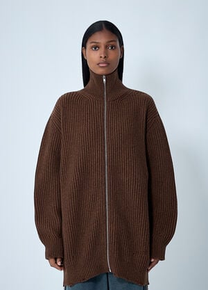 MM6 Maison Margiela Ribbed Knit Jacket Brown mmm0261002