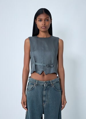 MM6 Maison Margiela Satin Waistcoat Grey mmm0261004