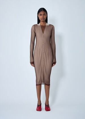 MM6 Maison Margiela Layered Cardigan Dress Brown mmm0262005