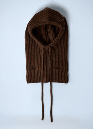 MM6 Maison Margiela Logo Motif Knitted Balaclava Brown mmm0361001