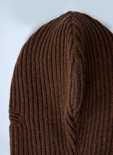 Logo Motif Knitted Balaclava MM6 Maison Margiela Logo Motif Knitted Balaclava Brown mmm0361001