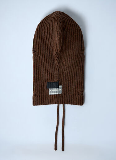 Logo Motif Knitted Balaclava MM6 Maison Margiela Logo Motif Knitted Balaclava Brown mmm0361001