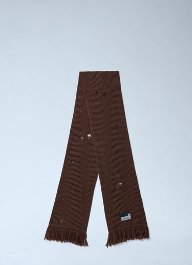 Distressed Wool-Blend Scarf MM6 Maison Margiela Distressed Wool-Blend Scarf Brown mmm0361002