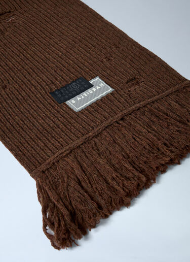 Distressed Wool-Blend Scarf MM6 Maison Margiela Distressed Wool-Blend Scarf Brown mmm0361002