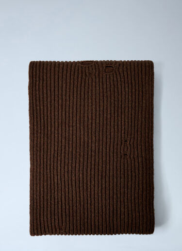 Distressed Wool-Blend Scarf MM6 Maison Margiela Distressed Wool-Blend Scarf Brown mmm0361002