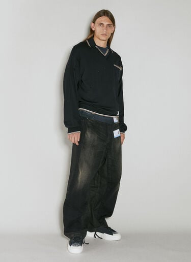 仿旧针织Polo衫 Maison Mihara Yasuhiro 仿旧针织Polo衫 黑 mmy0154008