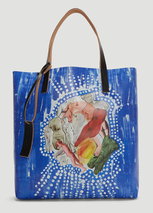 Marni Estia Print Shopping Bag Blue mni0236011