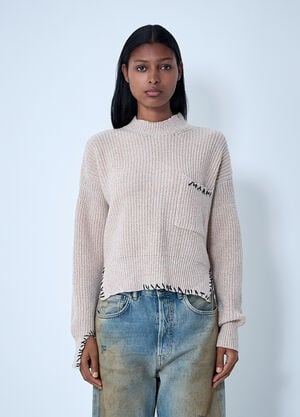 Marni Logo Embroidery Sweater Beige mni0261002