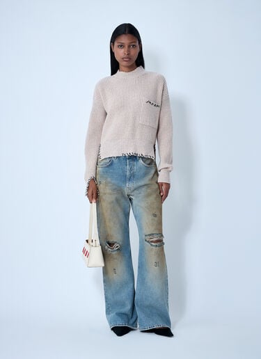 Marni Logo Embroidery Sweater Beige mni0261002
