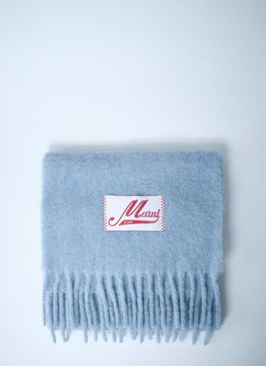 Marni Fringed Wool Scarf Light Blue mni0261011