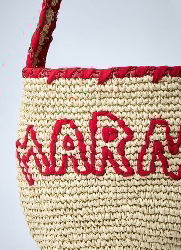 Logo Motif Raffia Shoulder Bag Marni Logo Motif Raffia Shoulder Bag Natural mni0261021