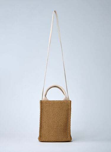 Mini Logo Motif Raffia Handbag Marni Mini Logo Motif Raffia Handbag Camel mni0261022