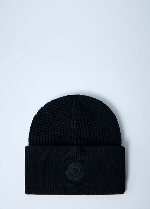 Moncler Logo Motif Beanie Hat Black mon0161036
