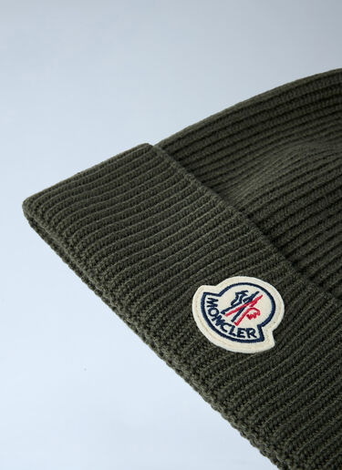 Logo Motif Beanie Hat Moncler Logo Motif Beanie Hat Khaki mon0162018
