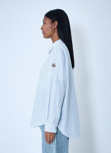 Moncler Striped Shirt With Logo Patch White mon0261009