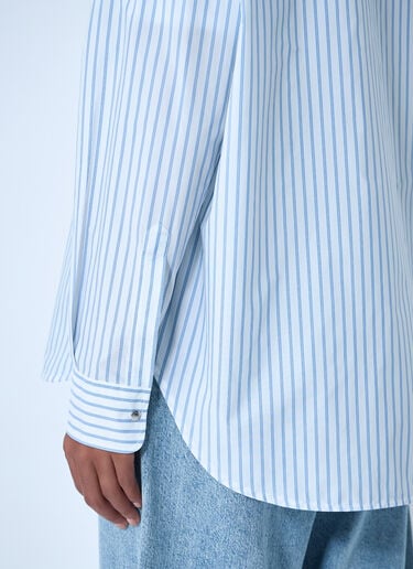 Striped Shirt With Logo Patch Moncler Striped Shirt With Logo Patch White mon0261009