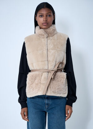 Moncler Joui Teddy Down Vest Ivory mon0261023