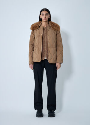 Moncler Quintin 3-In-1 Shearling-Trimmed Short Down Jacket Camel mon0262005
