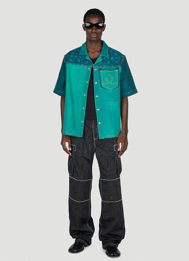 Marine Serre Panelled Denim Shirt Green mrs0152015