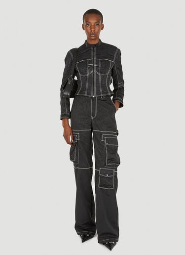 Contast Stitching Racing Jacket Marine Serre Contast Stitching Racing Jacket Black mrs0252005