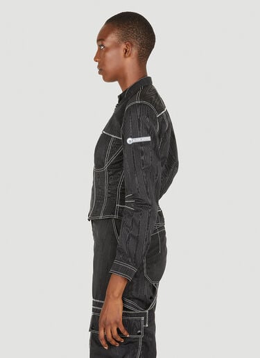 Marine Serre Contast Stitching Racing Jacket Black mrs0252005