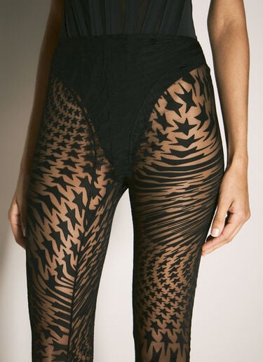 Star Flocked Mesh Flare Pants Mugler Star Flocked Mesh Flare Pants Black mug0255002