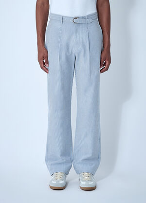 Noah Seersucker Belted Single-Pleat Pants Blue noa0160009