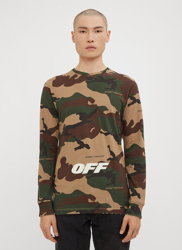Long Sleeve Camo Print T-Shirt Off-White Long Sleeve Camo Print T-Shirt Khaki ofw0133005