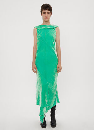 Oliver Theyskens Draped Asymetric Bias Cut Dress Green oli0234010