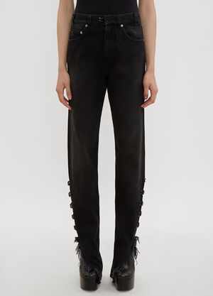 Oliver Theyskens Hook and Eye Straight Leg Jeans Black oli0234011