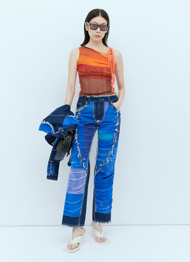 Paula Canovas del Vas 컷아웃 민소매 메시 탑 오렌지 pcd0254005