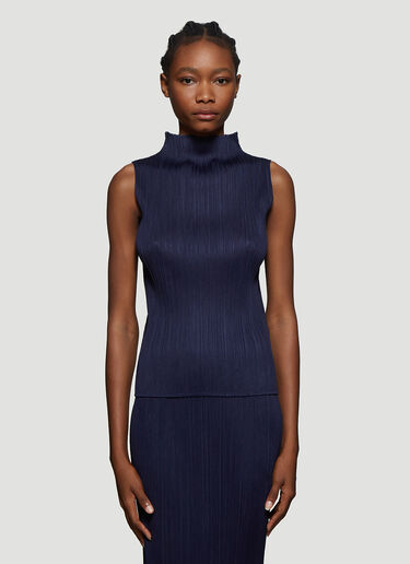 Pleats Please Issey Miyake Basics Sleeveless Top Dark Blue plp0238007