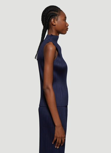 Pleats Please Issey Miyake Basics Sleeveless Top Dark Blue plp0238007