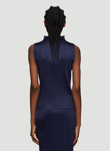 Pleats Please Issey Miyake Basics Sleeveless Top Dark Blue plp0238007
