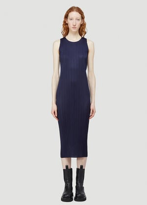 Pleats Please Issey Miyake Basics Sleeveless Dress Blue plp0242010