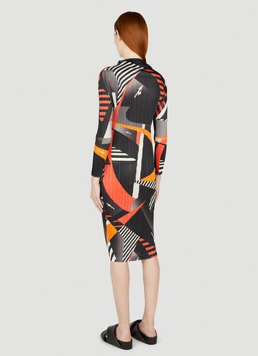 图案印花中长连衣裙 Pleats Please Issey Miyake 图案印花中长连衣裙 黑色 plp0252006