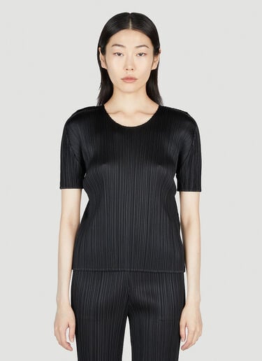 Pleats Please Issey Miyake 플리츠 U 넥 탑 블랙 plp0253018