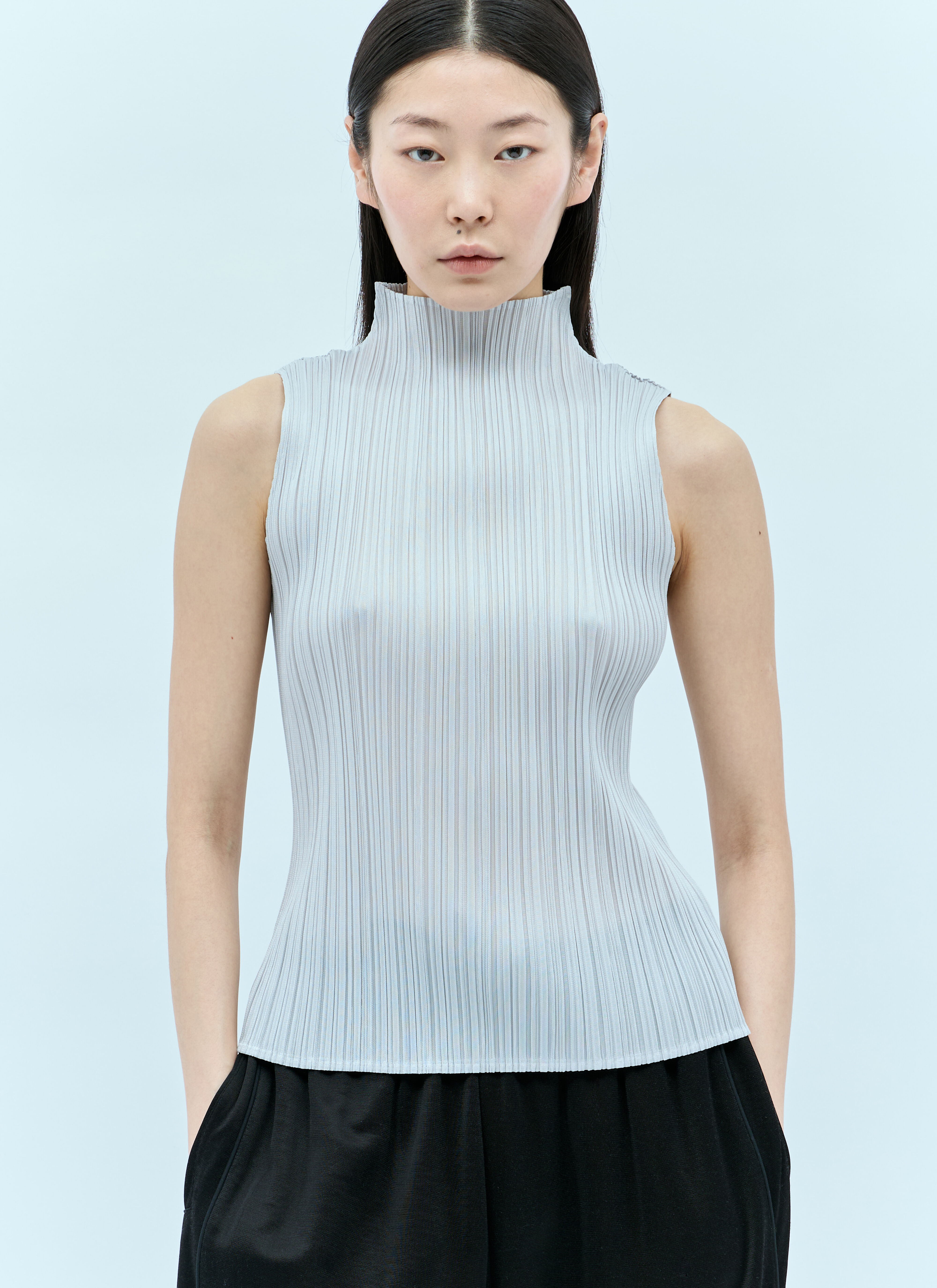 Pleats Please Issey Miyake Women's' High Neck Pleated Top in
