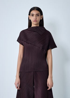 Pleats Please Issey Miyake Draped Pleated Shirt Brown plp0262006