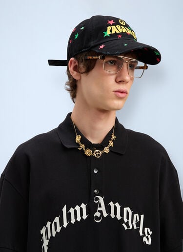 Logo Motif Polo Shirt Palm Angels Logo Motif Polo Shirt Black pma0160025